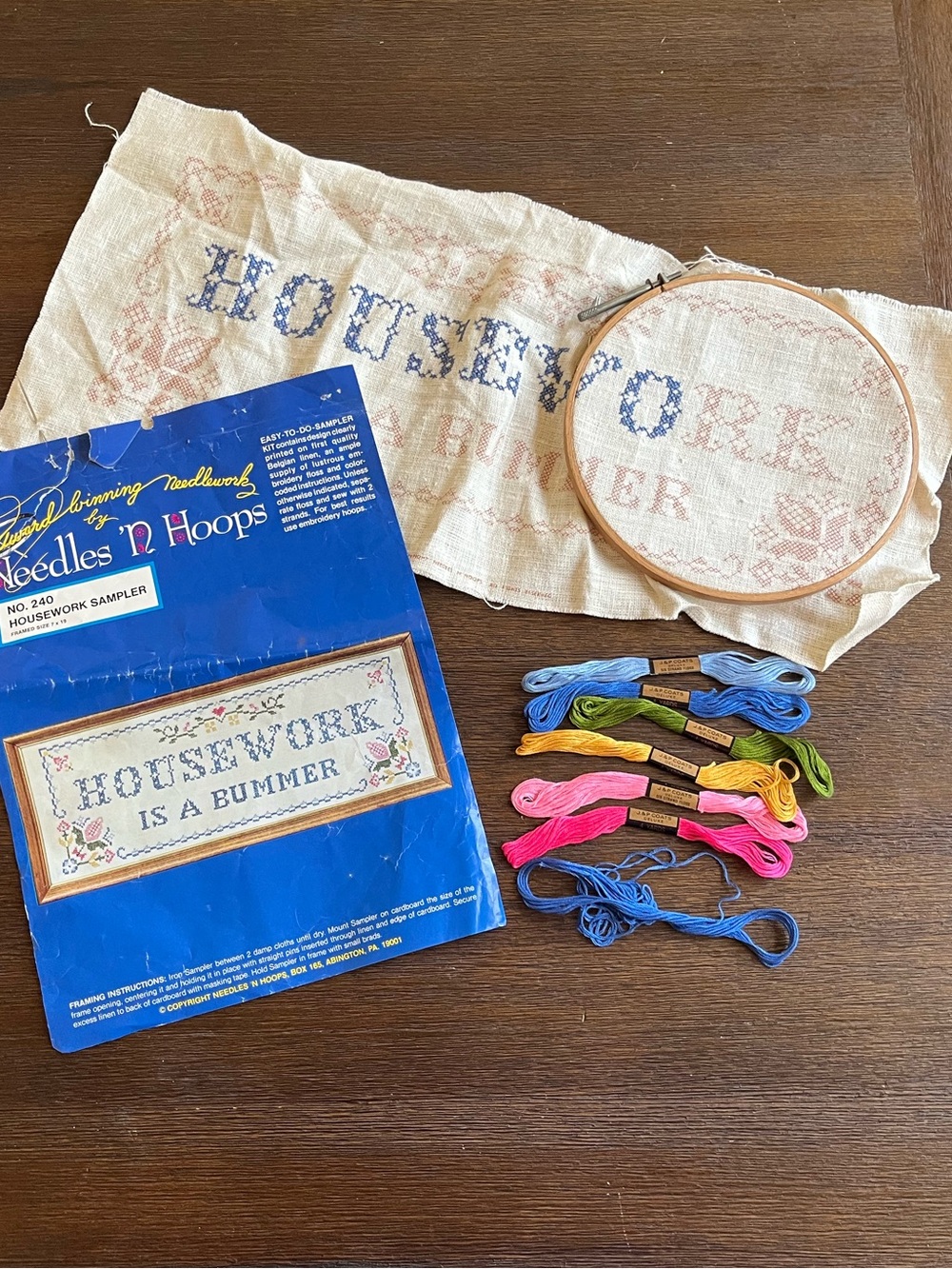 Cross Stitch Kit | Housework | Partially Completed